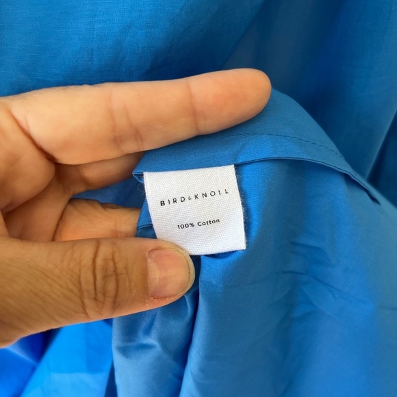 Bird n Knoll XL Blue Donatella Poplin Maxi Stretch Dress One Shoulder Pockets - Picture 6 of 9